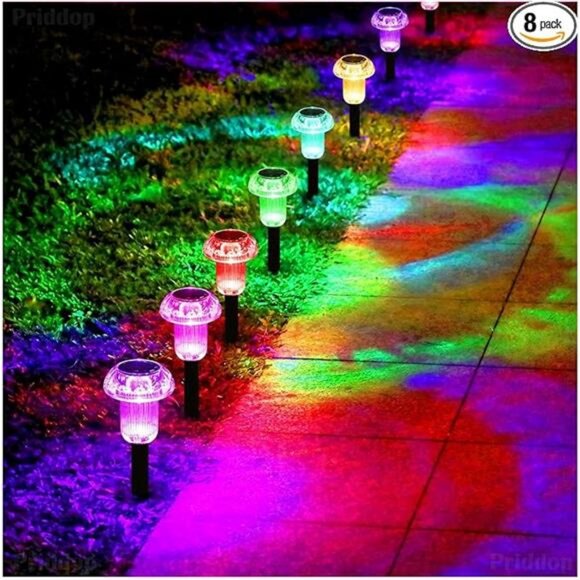 Solar Lights Outdoor Pathway Lights 8 Pack LED Waterproof Color Changing - Picture 7 of 7